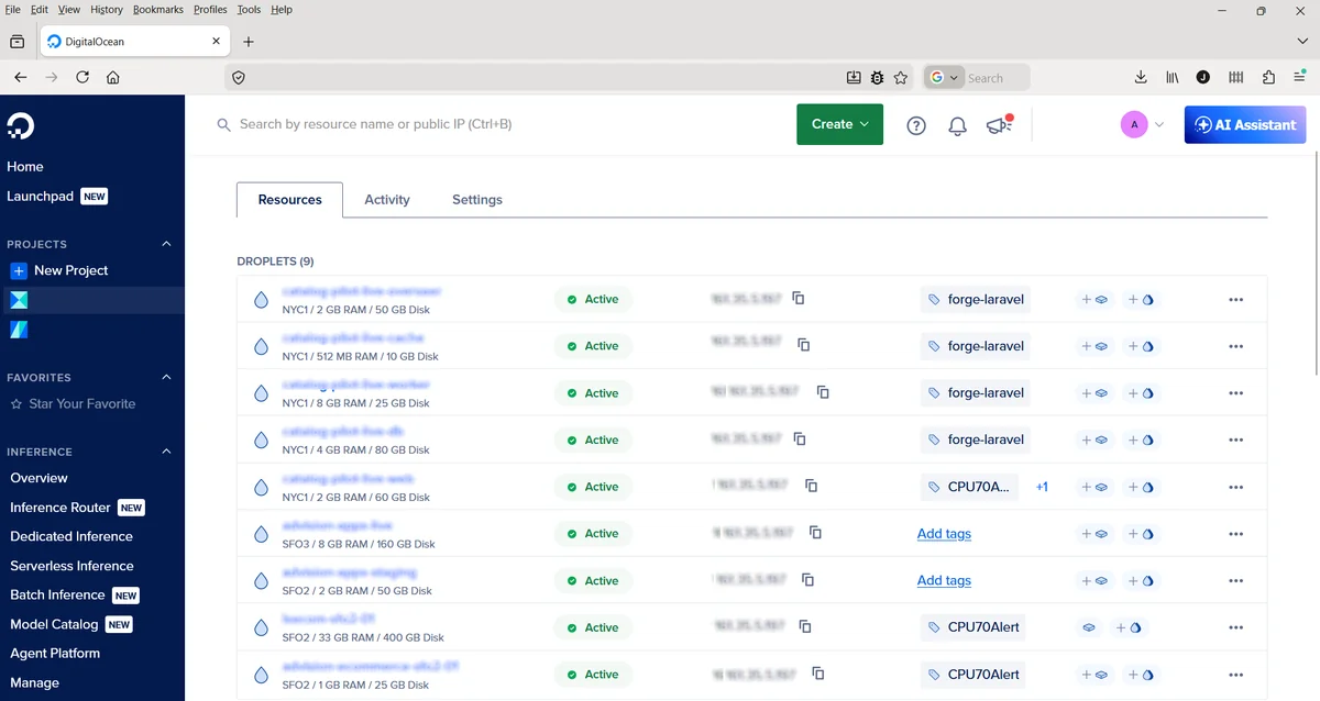A cloud provider console our senior administrators work in while managing a Linux server in the cloud